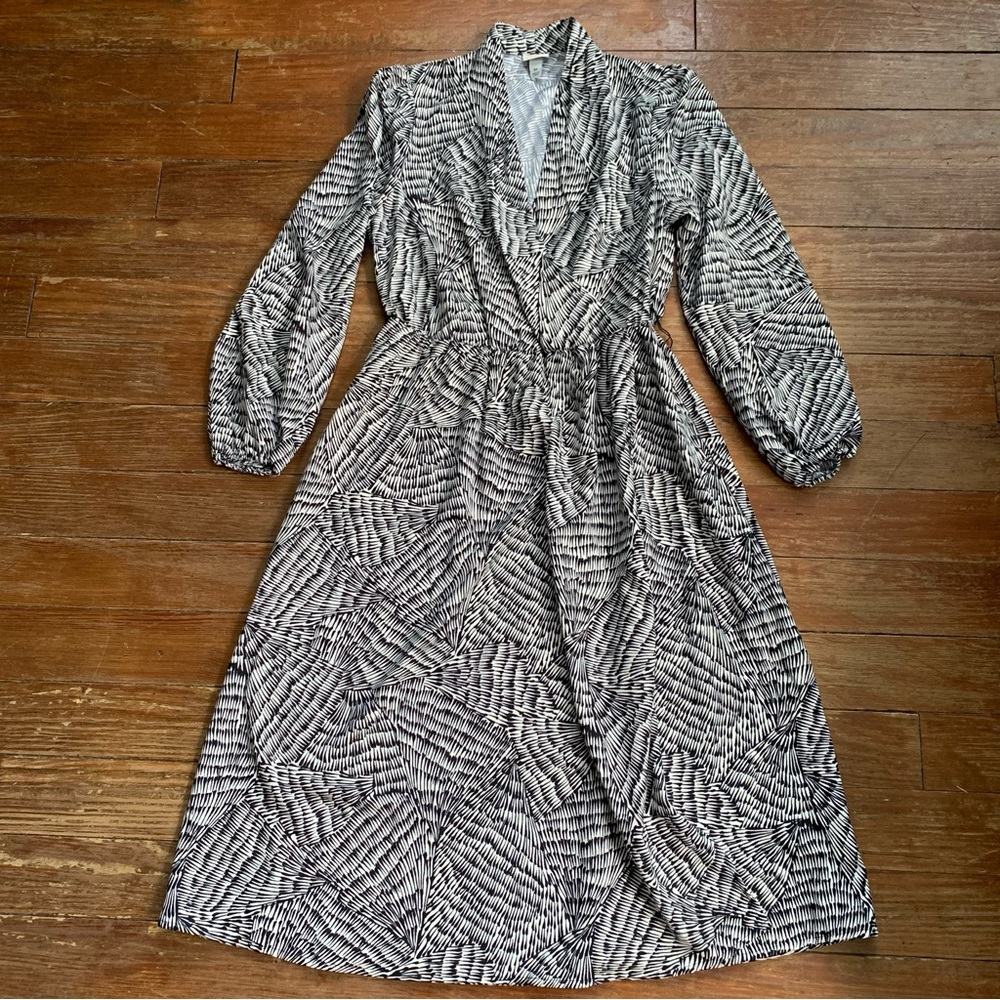 A New Day Long Sleeve Faux Wrap Patterned Dress